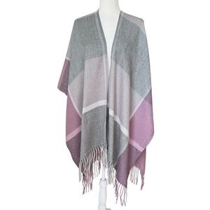 NWT Woolrich Reagan Gray/Light Purple Ultra Soft & Cozy Shawl Wrap One Size